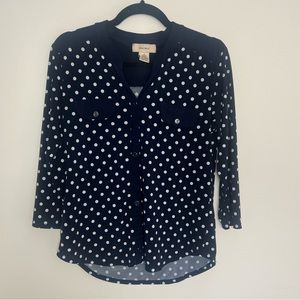 41. Diana Bell: Navy Blue Pock-a Dot Top